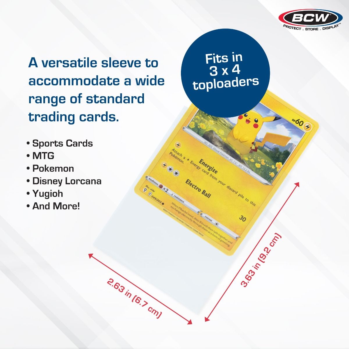 BCW Standard Card Sleeves (2-5/8" x 3-5/8") - 100 Pack for Standard Sized Cards