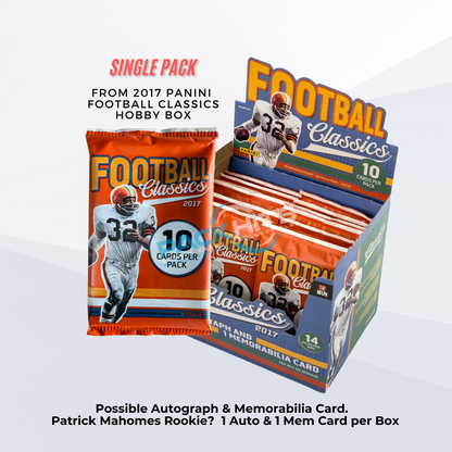 2017 Panini NFL Football Classics Single Pack from Hobby Box (Mahomes Rookie)