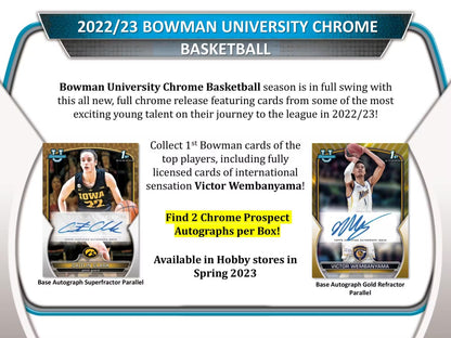 2022-23 Bowman University Chrome Basketball Single Pack from Hobby Box