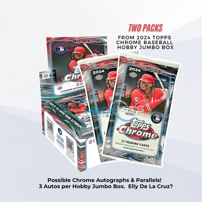 2024 Topps Chrome Baseball Pack x 2 (Two Packs) from Hobby Jumbo Box