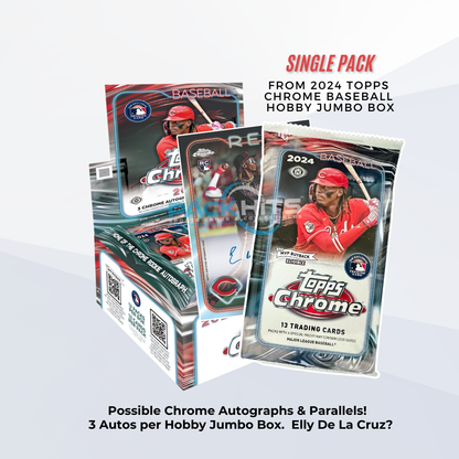 2024 Topps Chrome Baseball Single Pack from Hobby Jumbo Box