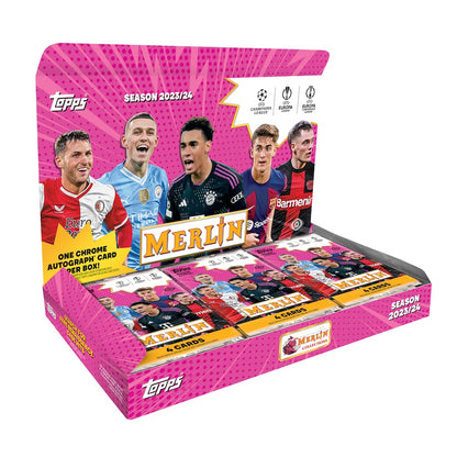 2023-24 Topps Chrome Merlin UEFA Club Competitions Soccer Single Pack from Hobby Box