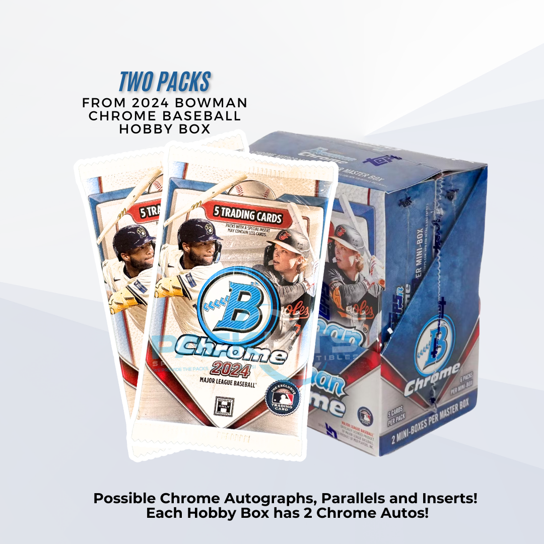 2024 Bowman Chrome Baseball Pack x 2 (Two Packs) from Hobby Box