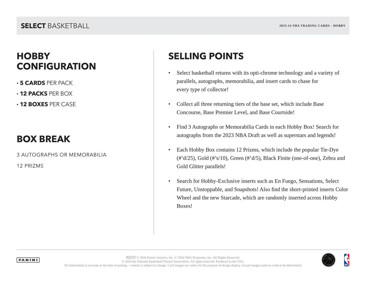 2023-24 Panini Select Basketball Single Pack from Hobby Box