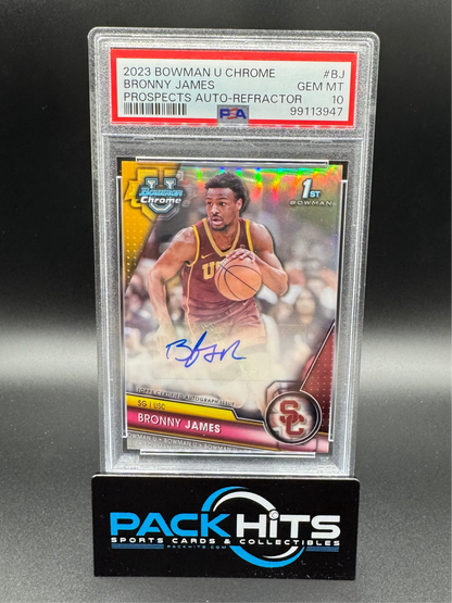 2023 Bowman U Chrome Refractor Bronny James RC Rookie AUTO /250 PSA