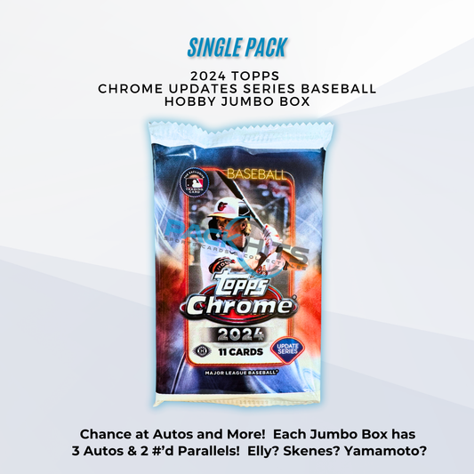 2024 Topps Chrome Baseball Update Series Single Pack from Hobby Jumbo Box