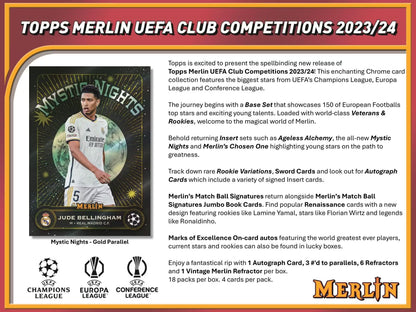 2023-24 Topps Chrome Merlin UEFA Club Competitions Soccer Single Pack from Hobby Box