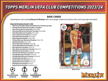 2023-24 Topps Chrome Merlin UEFA Club Competitions Soccer Single Pack from Hobby Box