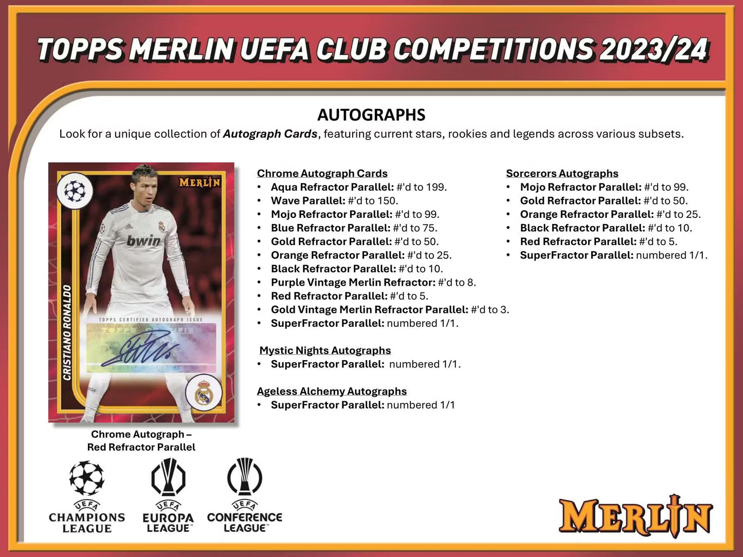 2023-24 Topps Chrome Merlin UEFA Club Competitions Soccer Single Pack from Hobby Box