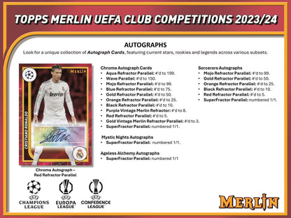 2023-24 Topps Chrome Merlin UEFA Club Competitions Soccer Single Pack from Hobby Box