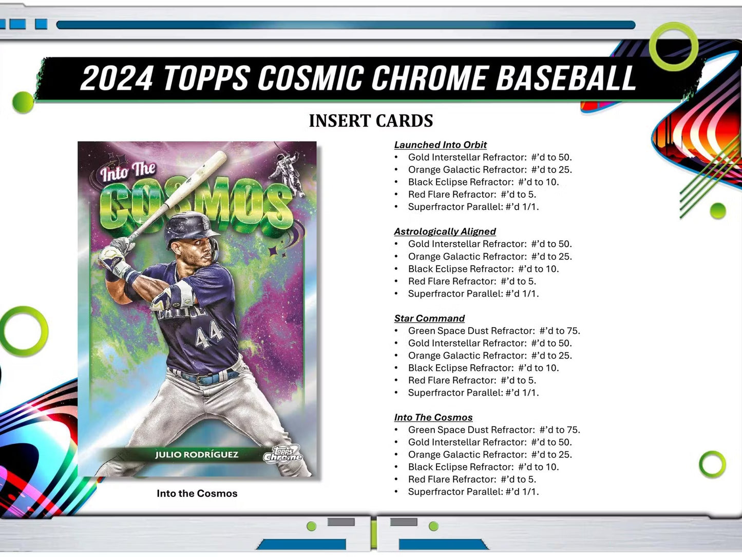 2024 Topps Chrome Cosmic Baseball Single Pack from Hobby Box